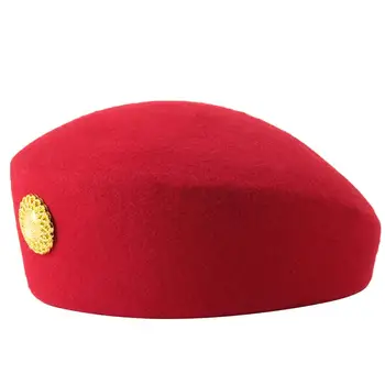 

Ladies Red Stewardess Hat Felt Flight Attendant Hat Costume Air Hostess Cap for Costume Cosplay Band Musical Performance