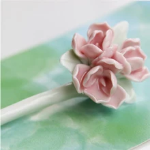 Винтажная ручная работа, белый/розовый/синий/желтый цветок, керамическая китайская заколка для волос, украшение для волос, палочки, ювелирные изделия для женщин