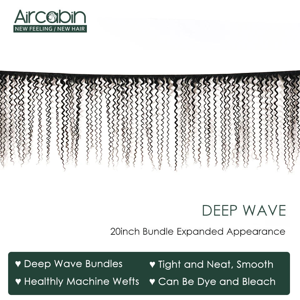 Skup Aircabin brazylijski głęboki fala ludzkich włosów 3 wiązki z 4x4 koronka zamknięcie nie Remy włosy głęboka pasma falowanych włosów z zamknięciem tissage