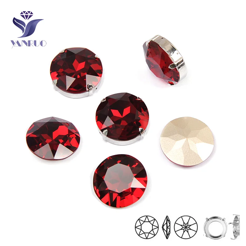 YANRUO 1201 Rivoli 27 мм Siam заостренные Стразы пришитое кристаллическое платье AAAAA