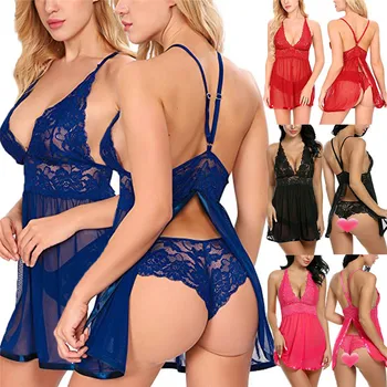 

Womens Sexy Hot Babydoll G-String Ruffles Dress Ladies Underwear Nightwear Sleepwear Erotic Costumes