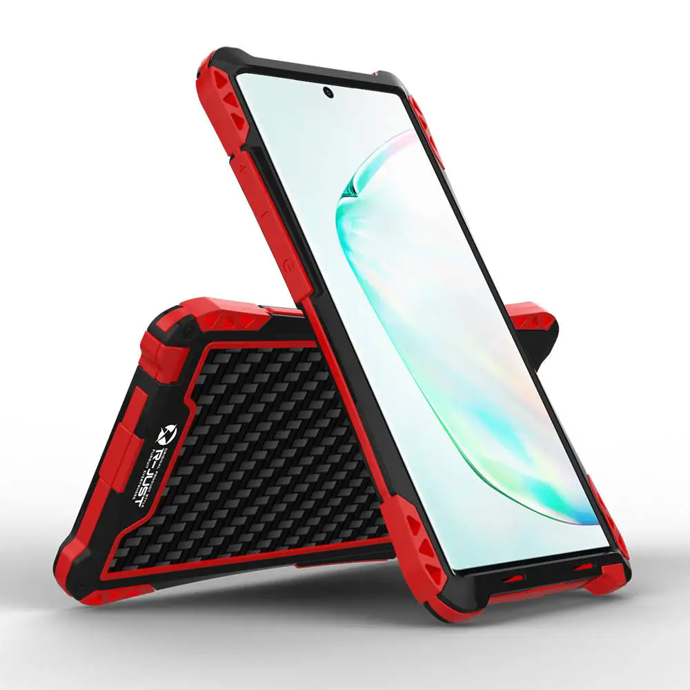 Carbon fiber Tri-proof Waterproof Dirtproof Armor Aluminum Case for Samsung Galaxy Note 10 Plus 9 8 S10 5G S9 S8 S7 Cover Fundas
