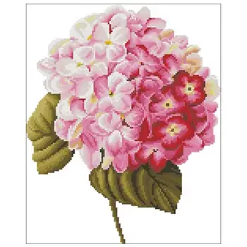 

A pink hydrangea flower patterns Counted Cross Stitch 11CT 14CT 18CT DIY Chinese Cross Stitch Kits Embroidery Needlework Set