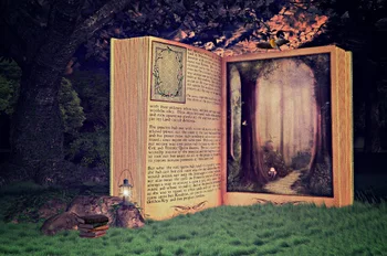 

7x5FT Fairy Tale World Once Upon A Time Green Lwan Book Oil Lamp Custom Photo Backdrop Background Vinyl 220cm X 150cm