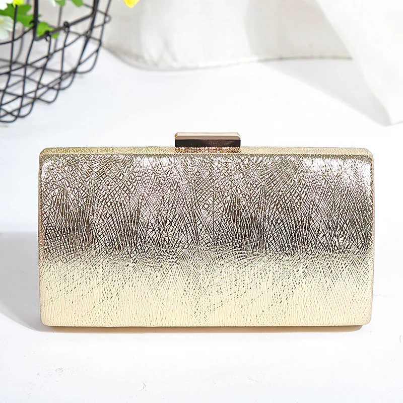 light gold Прямоугольные блестящие кожаные вечерние сумки, твердая золотая коробка, Сумка с твердой поверхностью, клатчи, модные вечерние сумочки, свадебные банкетные маленькие сумочки - Цвет: light gold