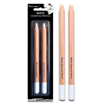 Profesjonalny biały węgiel ołówki 2 sztuk Art rysunek ołówki zestaw 6mm rdzenia szkicowanie ołówki dla ciemnych lub przyciemniane papieru tanie i dobre opinie dainayw Standardowy ołówki Drewna