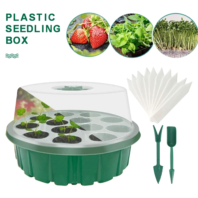

12 Cell Seed Tray Inserts Starter Growing Tools Kit Round Plastic Plant Plug Nursery Pots Seedling Tray Garden Accessories