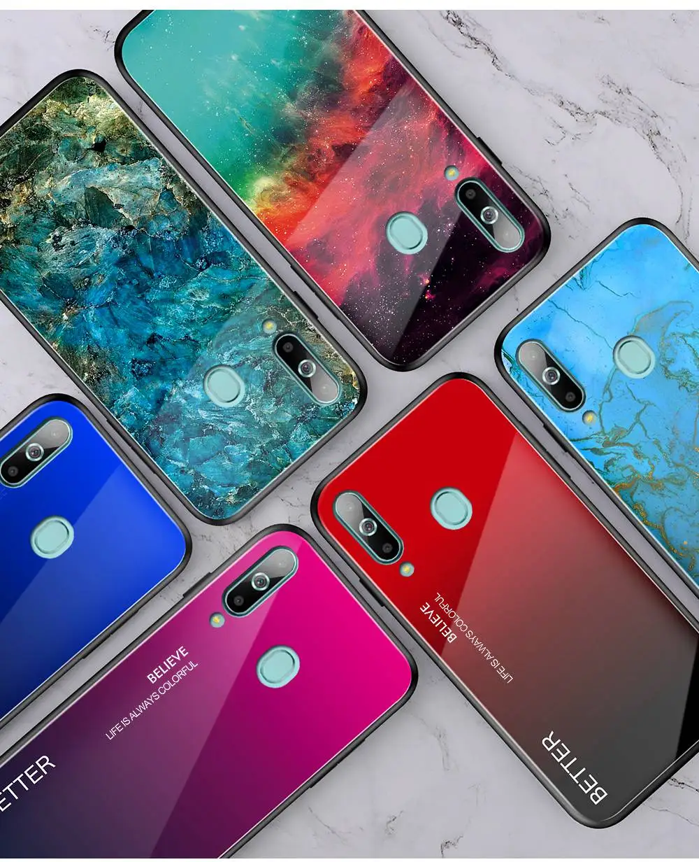 

Gradient Tempered Glass Case For Samsung galaxy A70 A40 A50 A60 M40 A750 A7 2018 Glass marble Protective Cover For Samsung a70