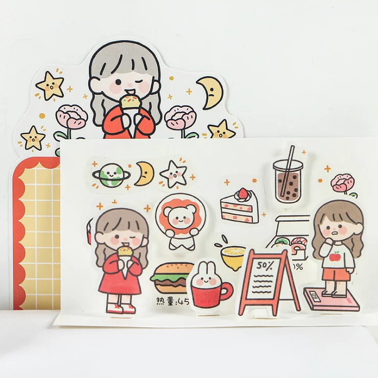 

Cute Cartoon Girls Hand Account Small Sticker Pack Girl Gifts Creative Hand Account Diy Material Decoration Supplies Stationery