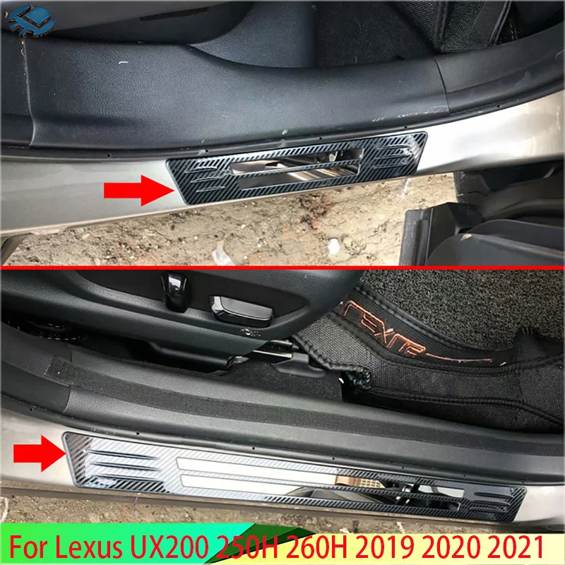 

For Lexus UX200 250H 260H 2019 2020 2021 Stainless Steel Ouside Door Sill Panel Scuff Plate Kick Step Trim Cover Protector