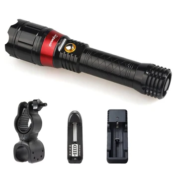 

Portable 300 lumens Q5/Red Laser Flashlight Rotating Focus 3 Mode Torch