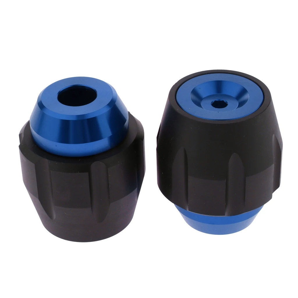 2 PCS CNC Aluminum Front Wheel Fork Axle Sliders Cap Crash Cover for Motorcycle Rim Wheels, Universal Fit, Blue