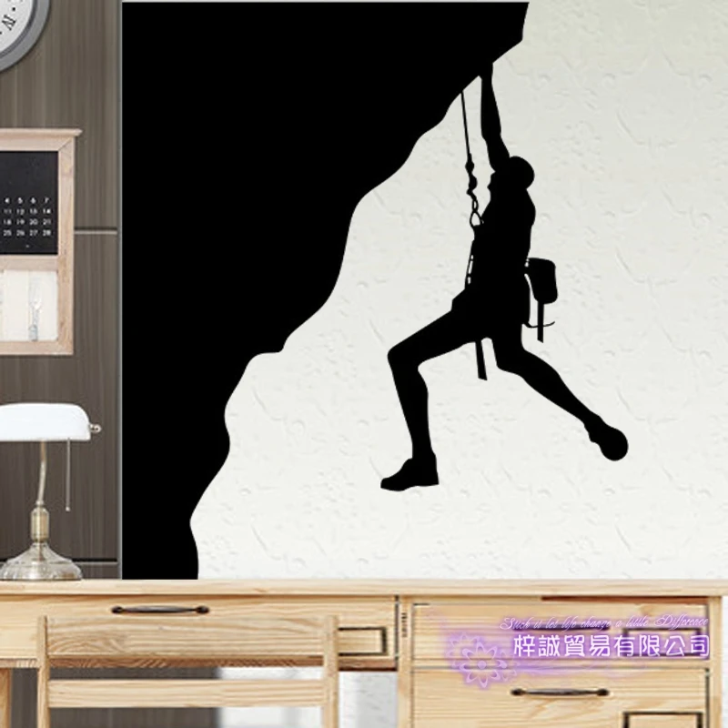 DCTAL Mountain Climbing Sticker Climbers Decal Extreme Sports Posters Vinyl Wall Decals Parede Decor Mural Climbing Sticker