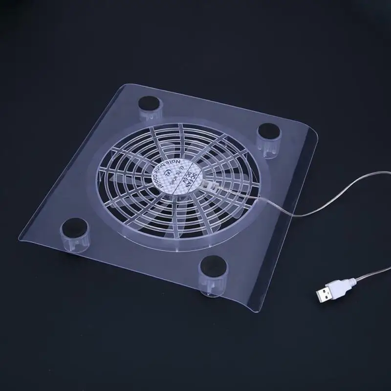 Laptop USB Air Cooling Fan LED Light Cooler Pad Blue LED Large Single Heatsink Cooling Fans 1