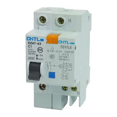 AC 415V 63A 6000A разрывная способность DIN рейка 2P+ N прерыватель цепи при утечке на землю