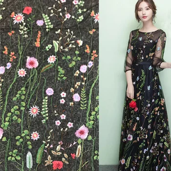 

130cm x1Yard Bling Lace Fabrics Mesh gauze Flower embroidery fabric for DIY wedding dress veil Cosplay Party Evening Show Cloth