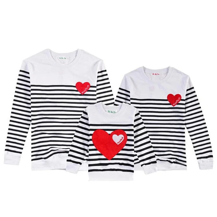 Family Matching Clothes Autumn Sweatshirt Dad Son Daughter Mum Tops Kids Baby Girl Boys Casual Hoodies Stripe Family Clothing