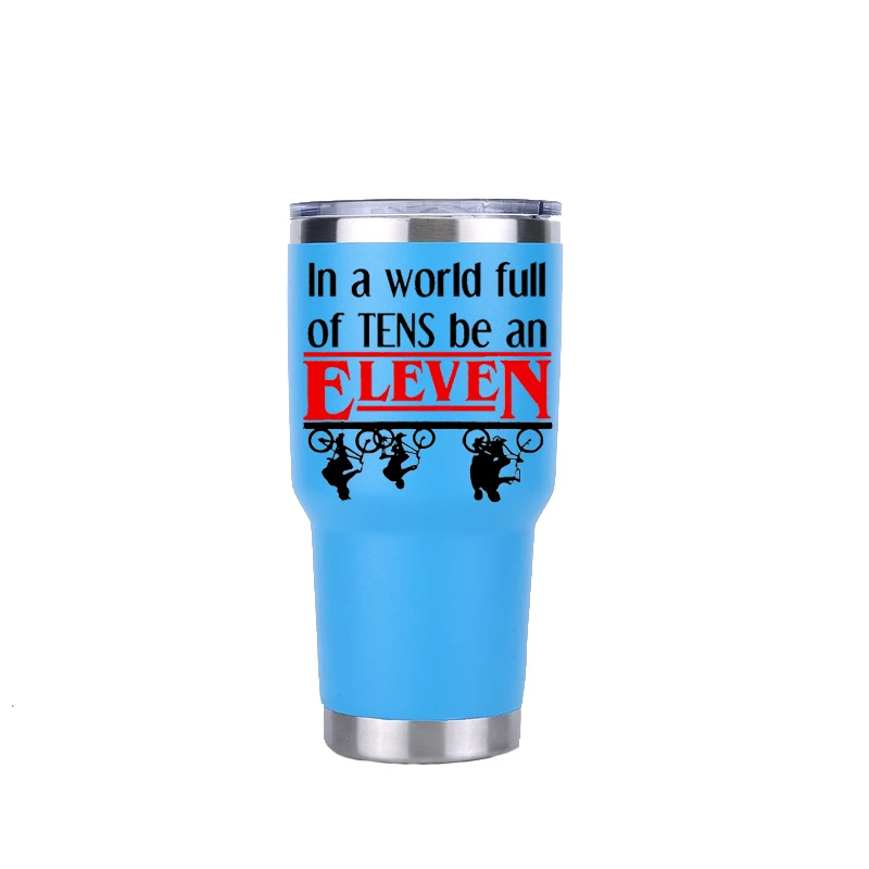 30 oz sky blue Странные Вещи 30 унций стакан дорожная Автомобильная кружка с двойными стенками Изолированная вакуумная фляжка термос из нержавеющей стали термос для воды, кофе кружка - Цвет: 30 oz sky blue