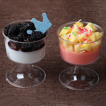 

50pcs High quality goblet imitationwine glass transparent disposable dessert cup 100ml small ice cream thicken plastic cups