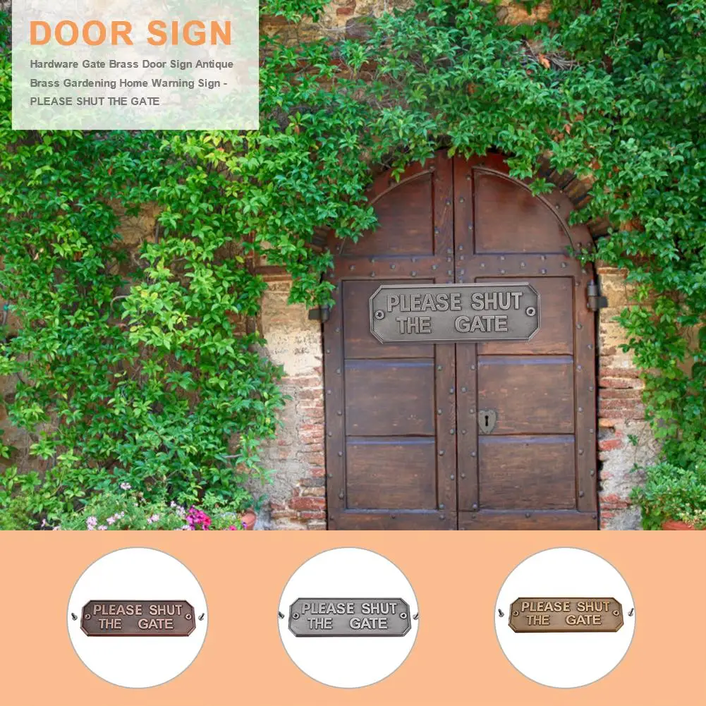 Аппаратные ворота латунный знак на дверь античная латунь Садоводство Предупреждение ющий знак для садовых принадлежностей