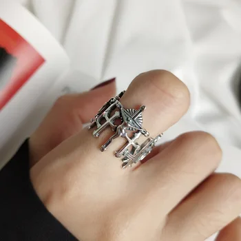 

CHOZON 925 sterling silver new Jesus Cross open rings vintage match design index finger rings for women religion jewelry gift
