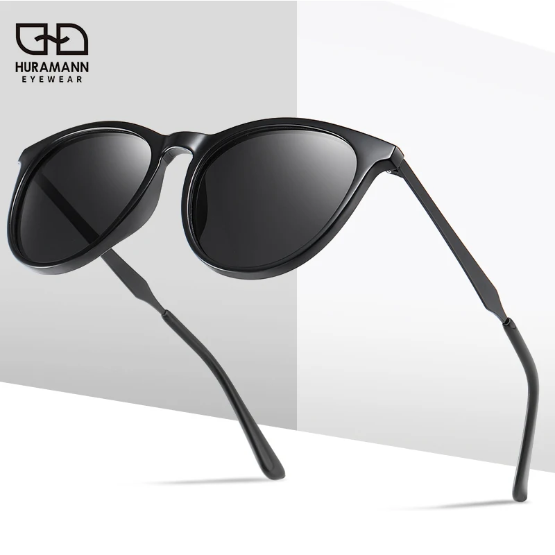 HURAMANN Alloy Men's Sunglasse Polarized Lens Brand Red Design Temples Sun glasses cat eye Glasses Oculos de sol | Аксессуары для