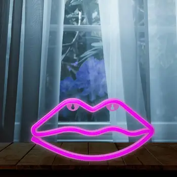 

LED Lip Shaped Neon Lamps Eco-Friendly High Transmittance Battery Operated Night Lamp Decorative Lighting for Party Room