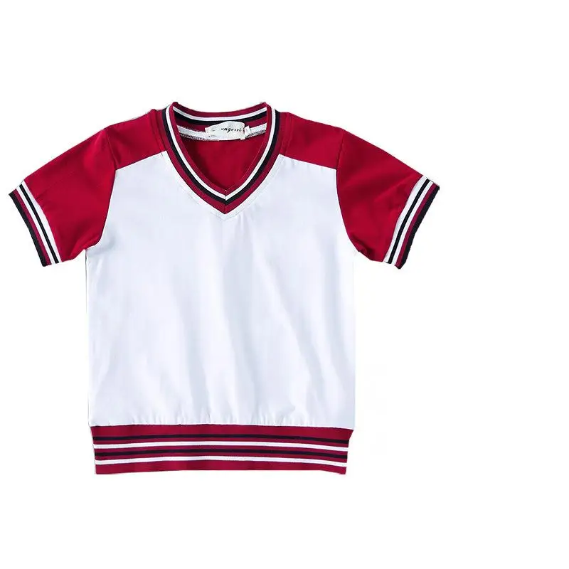 Tshirt Crimson Униформа для спортивных встреч; комплекты одежды для учеников; костюмы для детского сада; Спортивный костюм для мамы, папы, сына и дочки; одинаковые комплекты для семьи - Цвет: Tshirt Crimson