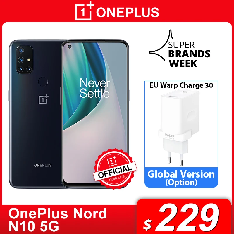 OnePlus Nord N10 5G OnePlus Official Store World Premiere Global Version 6GB 128GB Snapdragon 690 Smartphone 90Hz Display 64MP