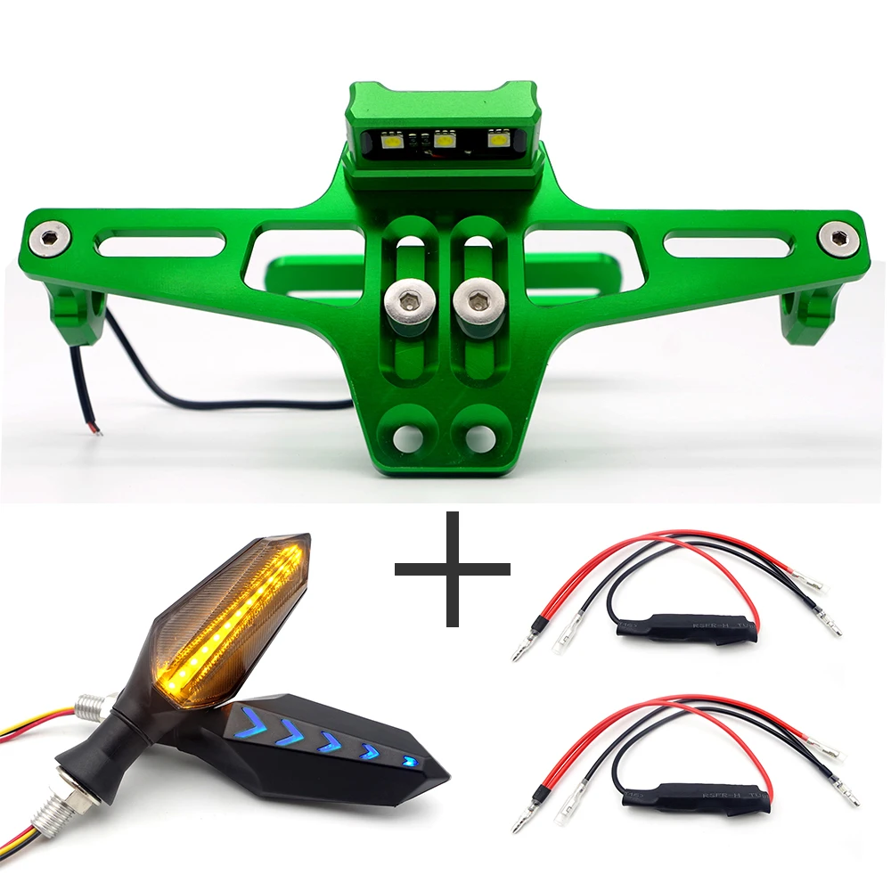 LV with Turn signal Светильник указателя поворота мотоцикла с ЧПУ держатель номерного знака для Kawasaki vulcan s 650 vulcan ninja klx250 er6n er6f er5 чехлы - Цвет: LV with Turn signal