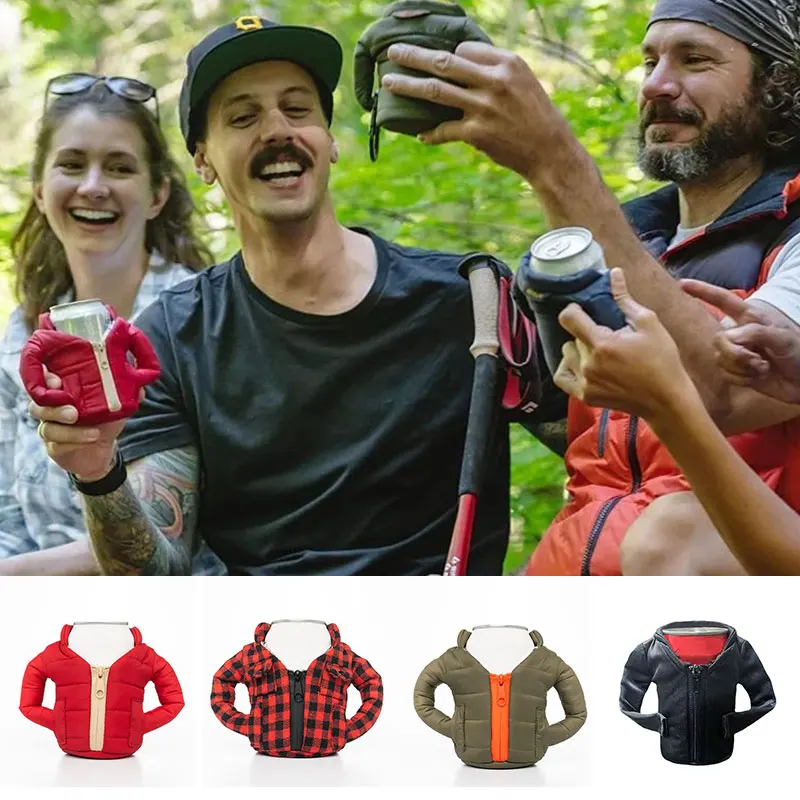 Insulated Down Jacket Beverage Can Cooler Down Jacket Beverage Cooler