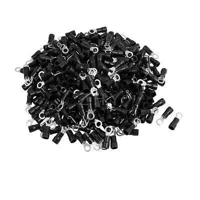

500 Pcs RV3.5-4 AWG 14-12 Black Sleeve Pre Insulated Ring Terminals Connector