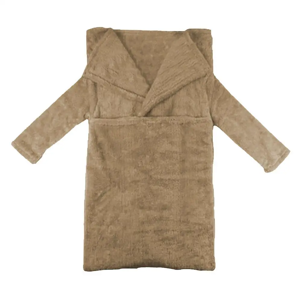 Microfiber Plush Coral Fleece Sherpa Blanket With Sleeves Super Soft Warm Outdoor Pocket Blanket Adult Winter Flannel TV Blanket