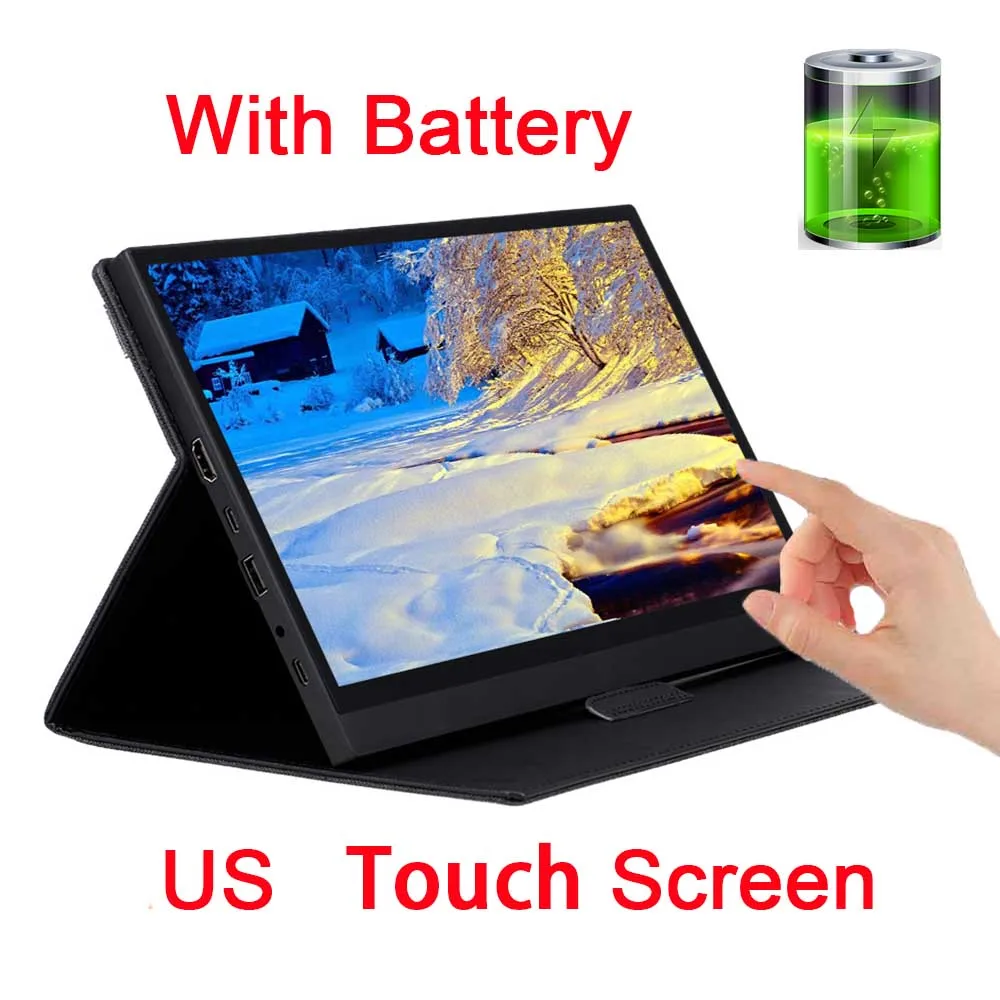 US Touch Battery Портативный монитор Arealer с сенсорным экраном 12," светодиодный HD монитор с экраном расширения 1080P портативный монитор для переключателя/PS4/xbox/ноутбука - Цвет: US Touch Battery