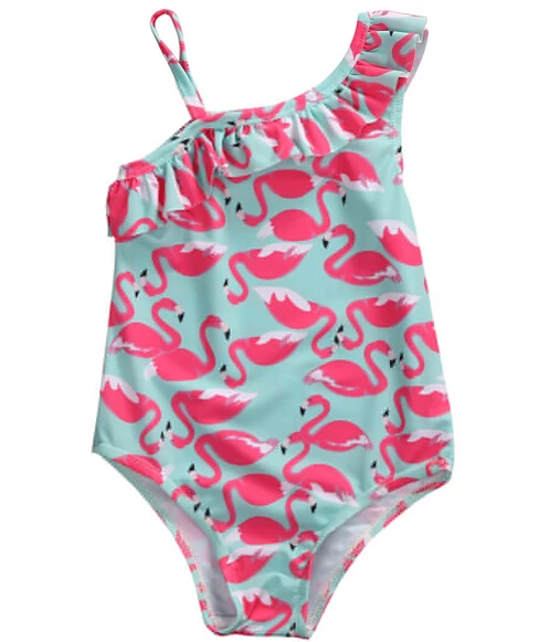 Summer New Toddler Baby Kids Swan halter Swimsuit Girls Swimsuit One Piece Bikini bathing suit Summer Girls Swimwear Beachwear - Цвет: Розовый