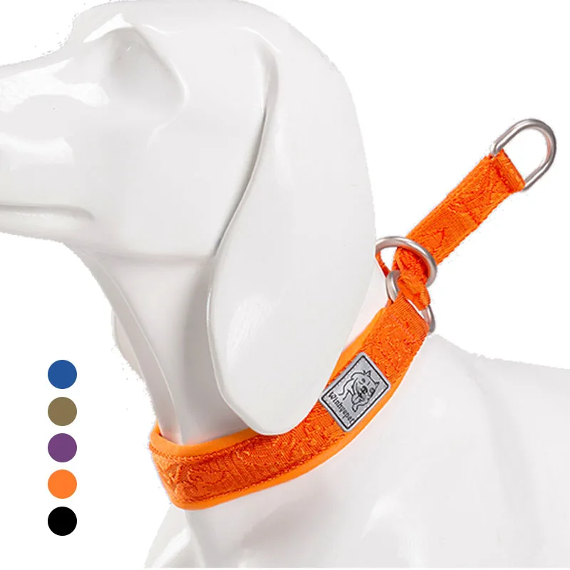 No Pull Round Martingale Dog Collar for Small Medium Large Dogs MayPaw Slip Collar Nylon Rope Choke Collar for Dog Training 