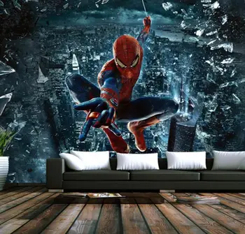 

Milofi custom 3D photo wallpaper large mural spiderman Batman Iron Man personality children's room background cartoon wallpaper