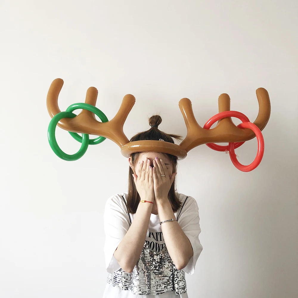 Надувные ПВХ Санты Смешные оленьи рога кольцо для шляпы Toss Рождество Праздник Вечеринка семья год игры поставки рождественские игрушки