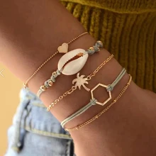 XIYANIKE Boho Винтаж Сердце Природа оболочки браслет набор для женщин богемные кокосовые браслеты с деревом браслеты женские модные ювелирные изделия