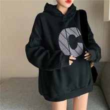 Spring Kpop Black Loose Casual Hoodie Women Oversize Long Sleeve Lettered Hoodie Free Shipping 2020 Harajuku Hoodie Tops Spring Kpop Black Loose Casual Hoodie Women Oversize Long Sleeve Lettered Hoodie Free Shipping 2020 Harajuku Hoodie Tops