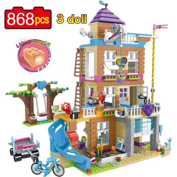

New 868pcs Girls Friends House Compatible lys Build Blocks with Luminous Stack Bricks Kids Toys for Children Gift