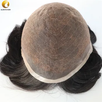 

100% Indian Virgin Remy Human Hair Toupee 8x10"Natural Straight Mono Base Easily Dyed into Any Color Real Hair Replacement