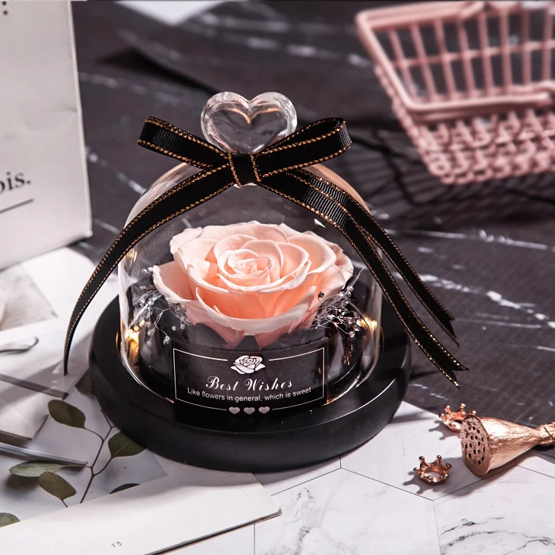 1 шт. сохраненный цветок вечная роза со стеклянной крышкой красота романтическая роза подарки на день Святого Валентина Рождественский подарок праздничные подарки - Цвет: XOI0402D