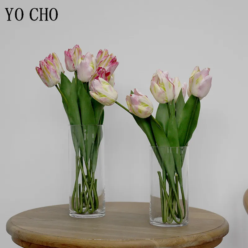YO CHO Real Touch Tulip Artificial Flower 3D printing Bouquet Fake Flower for Wedding Decoration Flowers flores artificiales