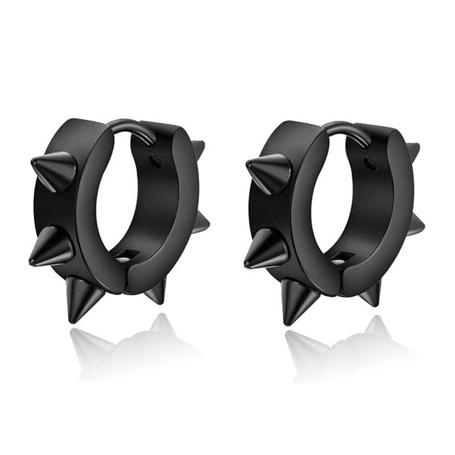 Punk Titanium Steel Ear Clip Ear Stud Earrings For Men Women Black Pierced/No Pierced Fake Ear Circle New Pop Jewelry