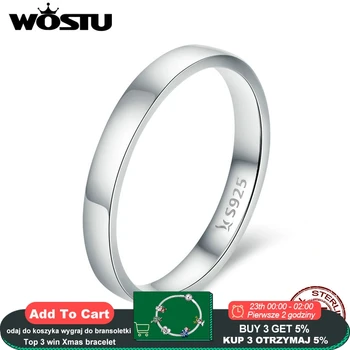 

WOSTU Solid Pure 925 Sterling Silver Simple Finger Ring for Women High Polished Classic Band Rings Wedding Jewelry Gift CQR343