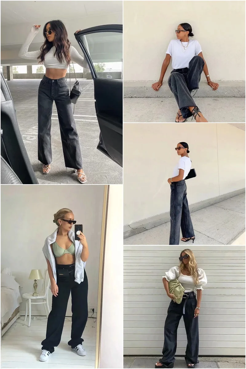 MosiMolly Washed Denim Jeans Pants Women Streetwear Wide Leg Floor Length Jeans Long Pants Femable Bottom 2020 Trendy