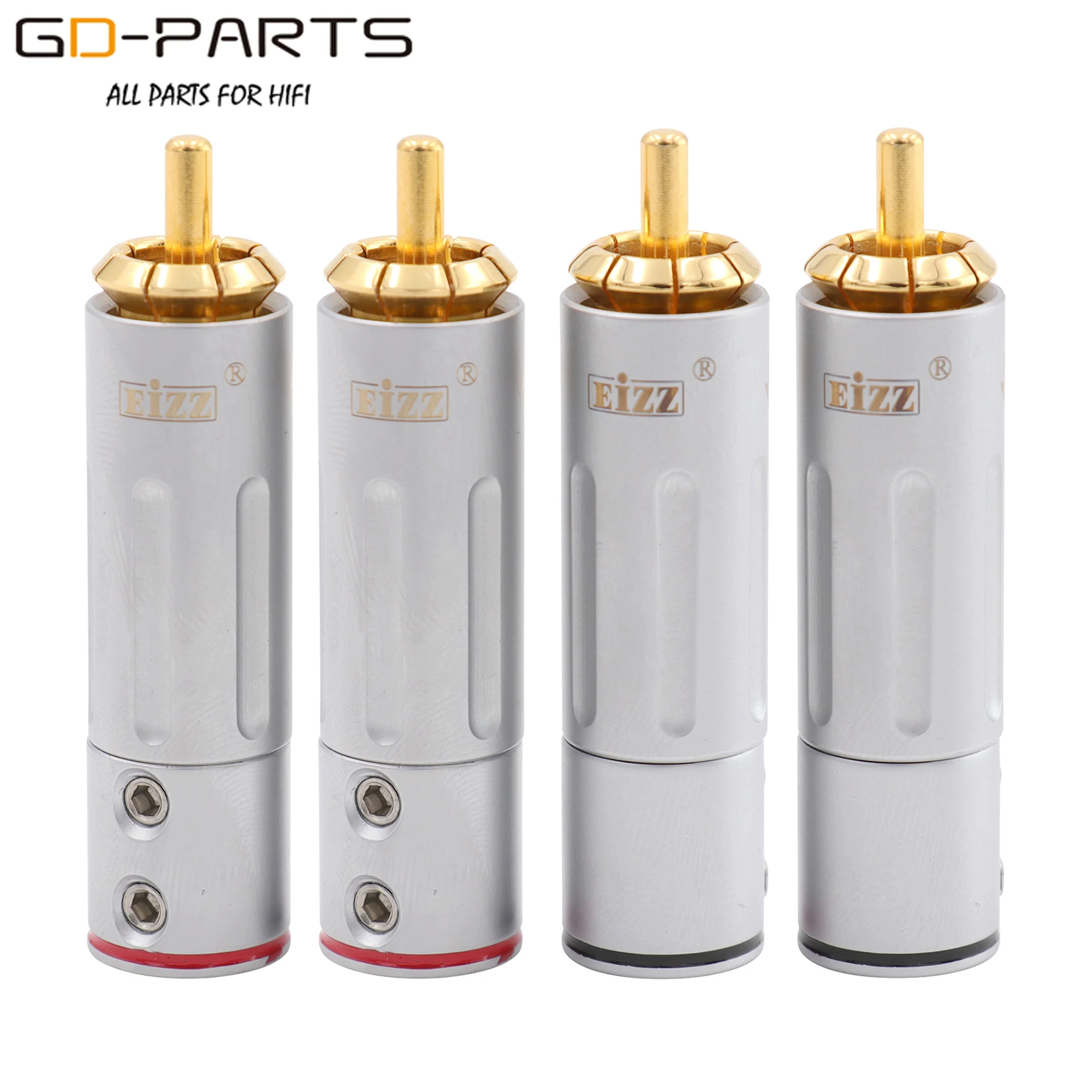 Banhado a Ouro de Bronze Adaptador com Bloqueio Eizz High Macho Rca Plug Conector Alta Fidelidade Áudio Vídeo Amp tv av Dvd Sinal Cabo Diy End 24 k