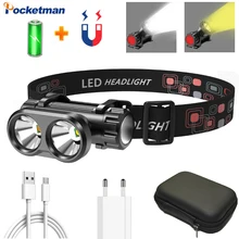 

Upgraded version Yellow/white light dual light source headlamp portable headlamp with magnet head torch with built in battery
