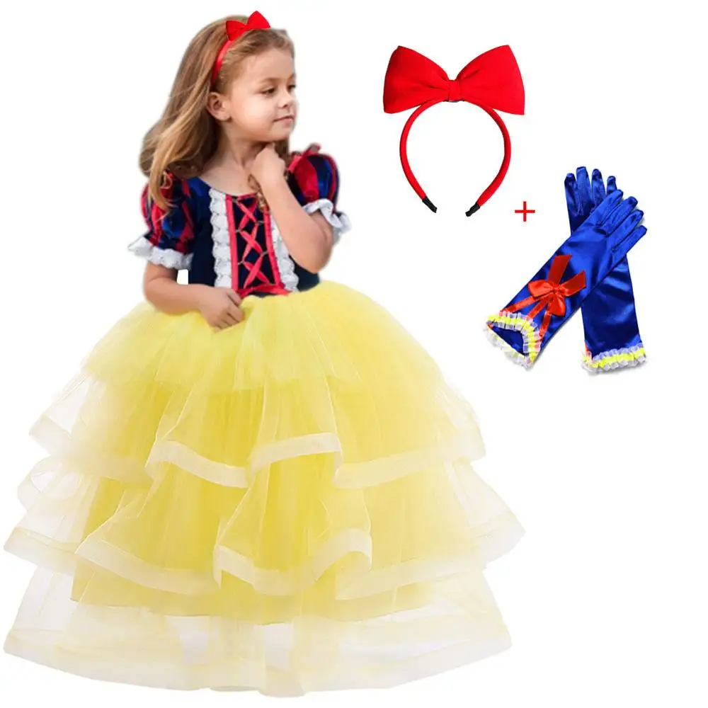 Yellow17 Платья Эльзы для девочек; платье с единорогом; Детский костюм на Хэллоуин; Детские праздничные платья для девочек; платье Золушки; платье принцессы Белоснежки - Цвет: Yellow17